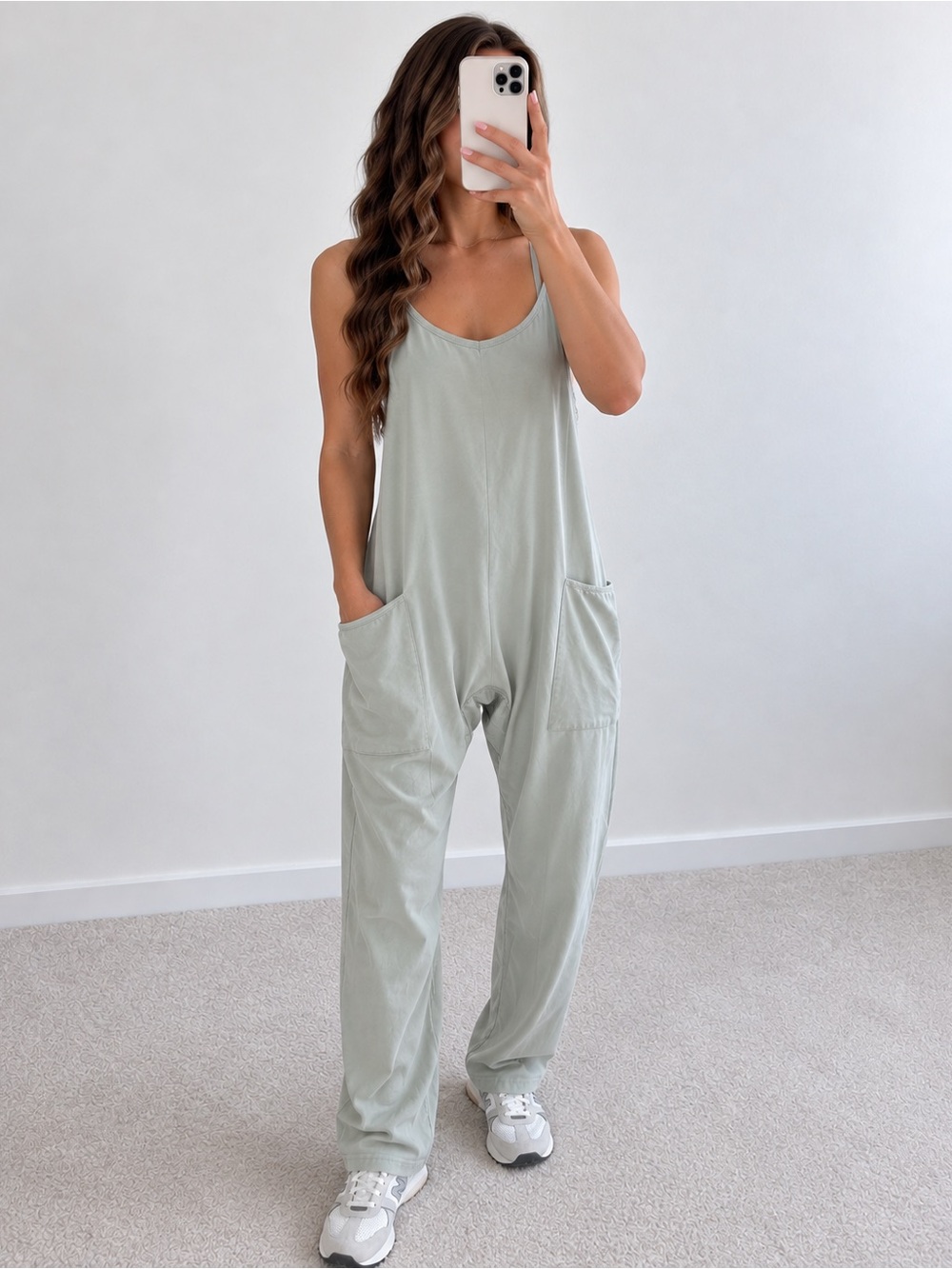 green jumpsuit
